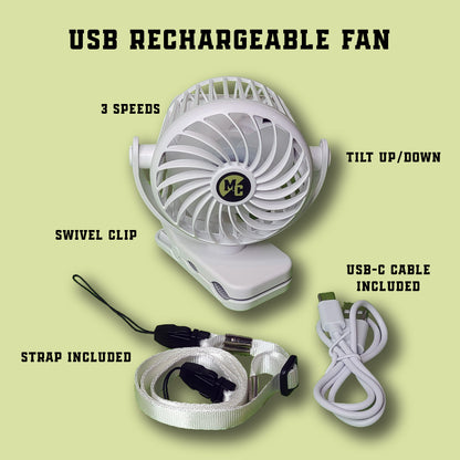 USB Rechargeable Clip-On Fan